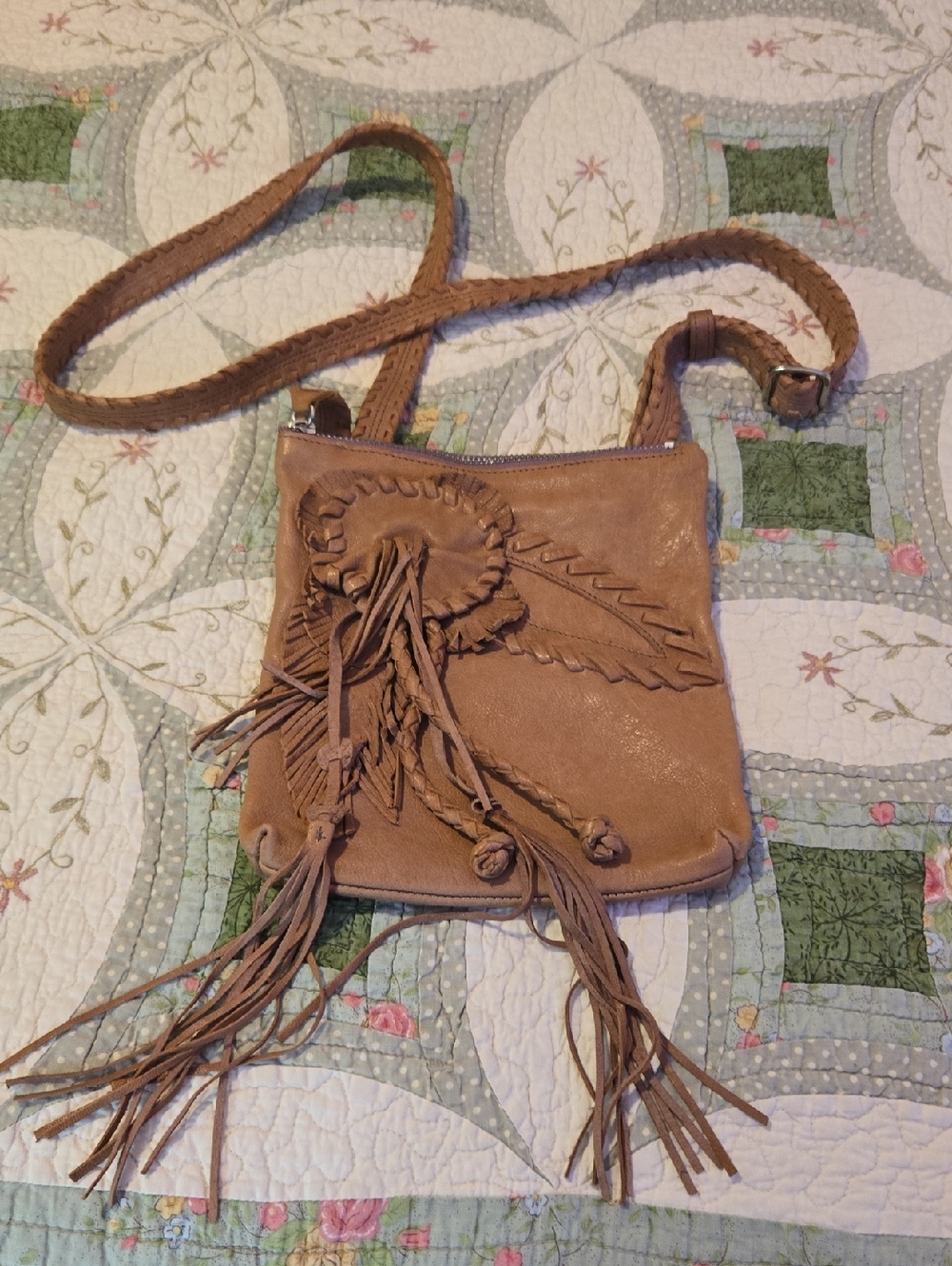 Tan Leather Nordstrom Fringe Crossbody Bag